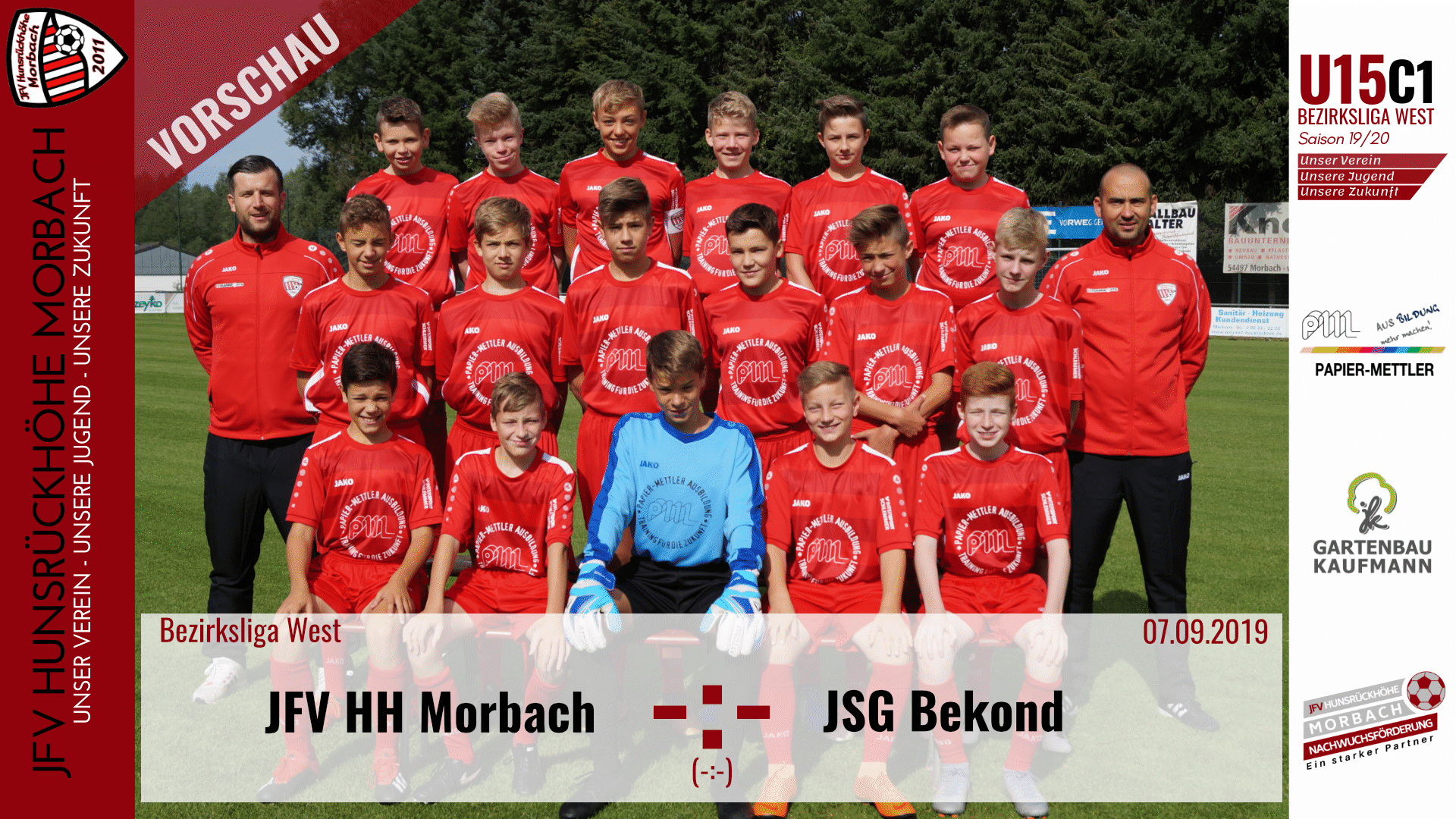 Read more about the article U15 C1: Vorbericht ~ JFV Hunsrückhöhe Morbach – JSG Bekond ~ Sa., 07.09.19 13:30 Uhr