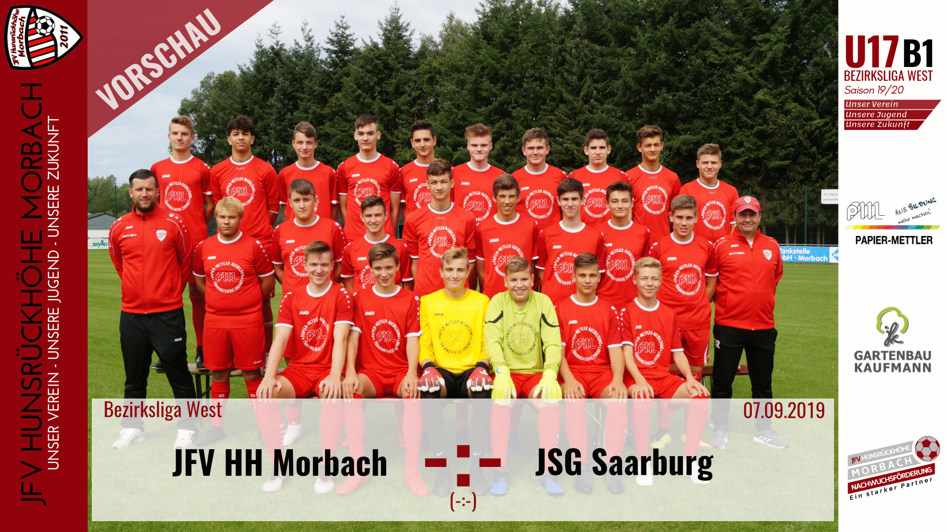 You are currently viewing U17 B1: Vorbericht ~ JFV Hunsrückhöhe Morbach – JSG Saarburg ~ Sa., 07.09.19 16:00 Uhr