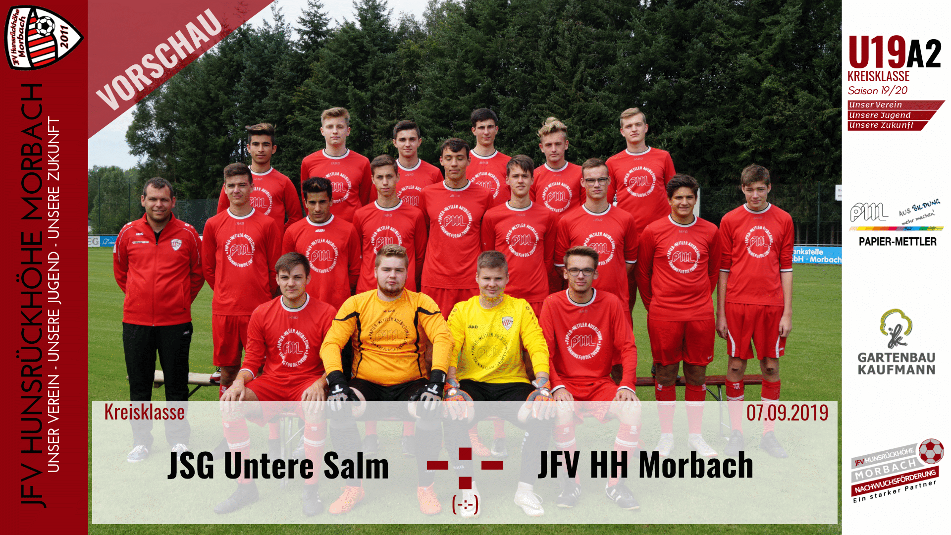 Read more about the article U19 A2: Vorbericht ~ JSG Untere Salm Esch – JFV Hunsrückhöhe Morbach ~ So., 07.09.19 15:00 Uhr