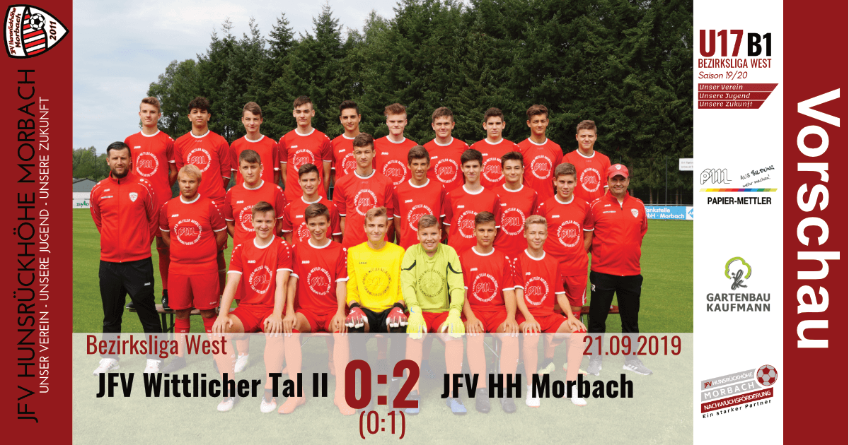 Read more about the article U17 B1: JFV Wittlicher Tal – JFV Hunsrückhöhe Morbach 0:2 (0:1)