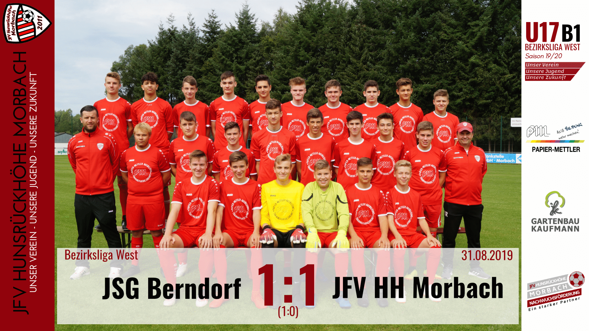 You are currently viewing U17 B1: JSG Berndorf – JFV Hunsrückhöhe Morbach 1:1 (1:0)