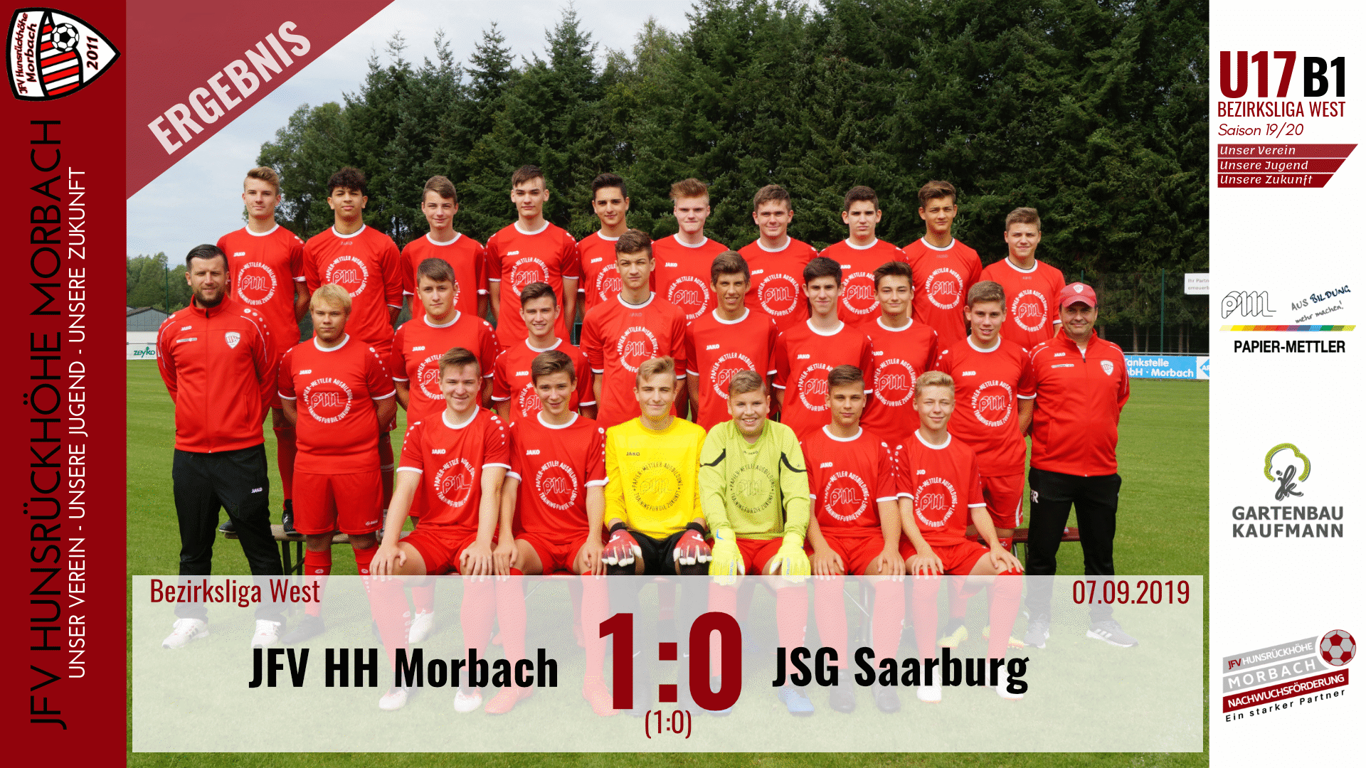Read more about the article U17 B1: JFV Hunsrückhöhe Morbach – JSG Saarburg 1:0 (1:0)