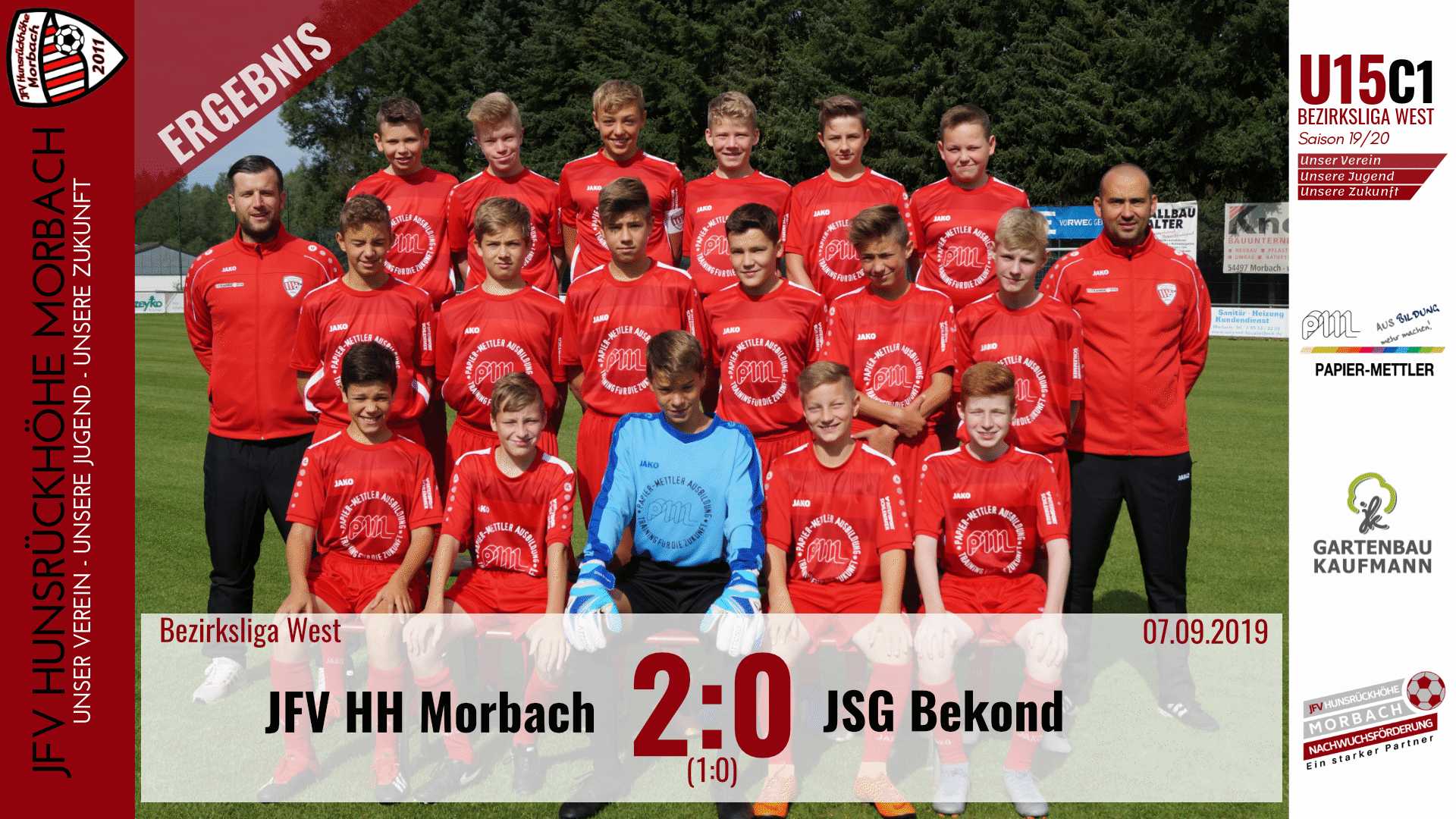 You are currently viewing U15 C1: JFV Hunsrückhöhe Morbach – JSG Bekond 2:0 (1:0)