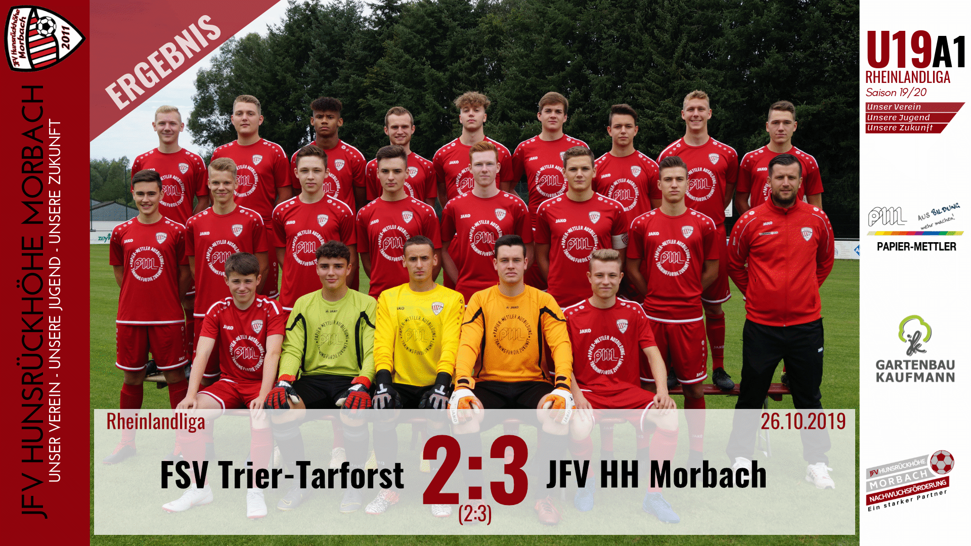 Read more about the article U19 A1: FSV Trier-Tarforst – JFV Hunsrückhöhe Morbach 2:3 (2:3)