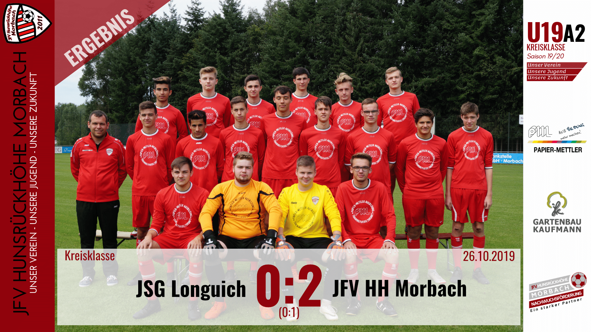 Read more about the article U19 A2: JSG Longuich – JFV Hunsrückhöhe Morbach 0:2 (0:1)