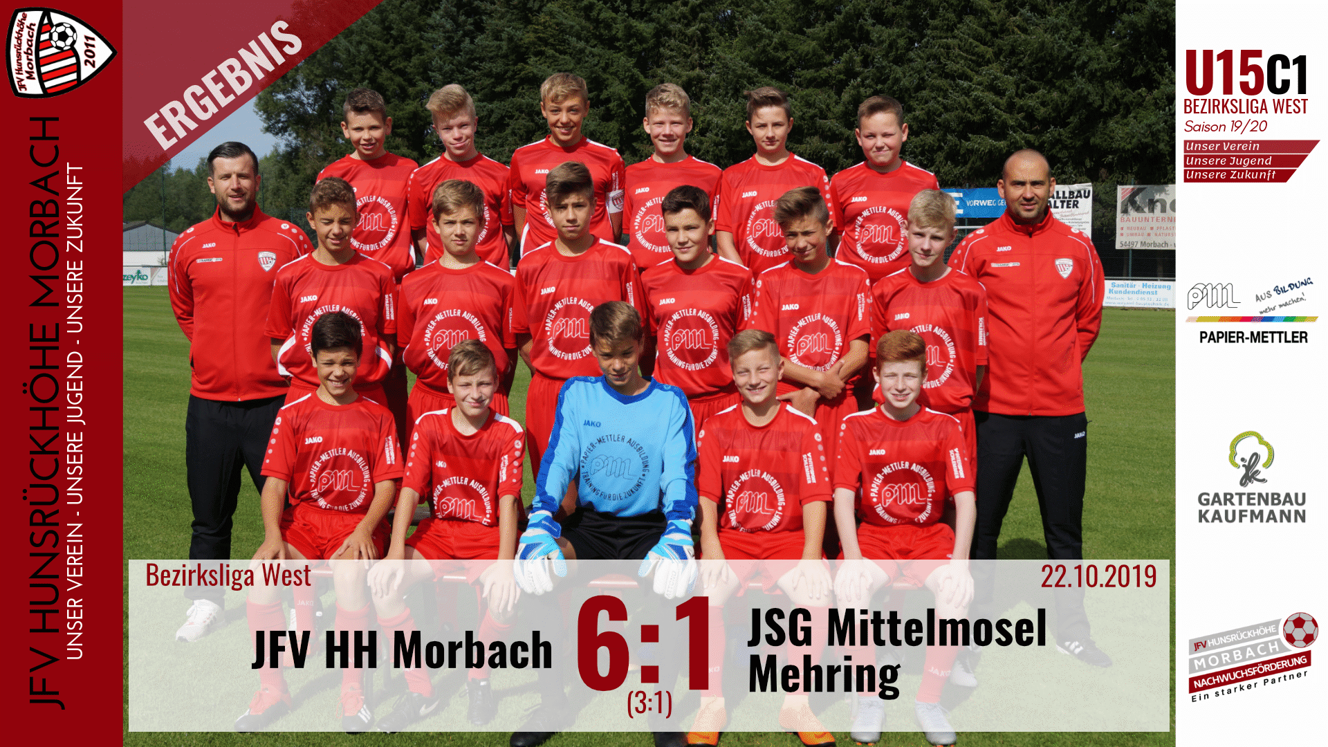 You are currently viewing U15 C1: JFV Hunsrückhöhe Morbach – JSG Mittelmosel Mehring 6:1 (3:1)