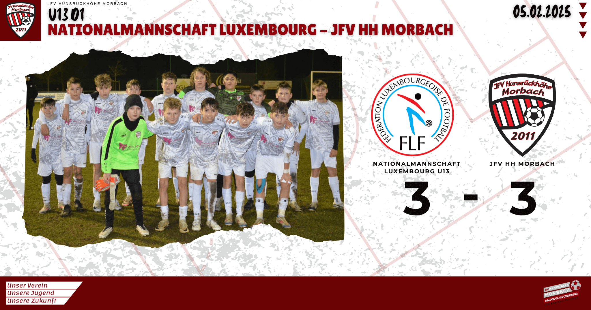 Mehr über den Artikel erfahren U13 D1 – Spannendes Duell: JFV Hunsrückhöhe Morbach erkämpft 3:3 gegen Luxemburgs Nationalmannschaft